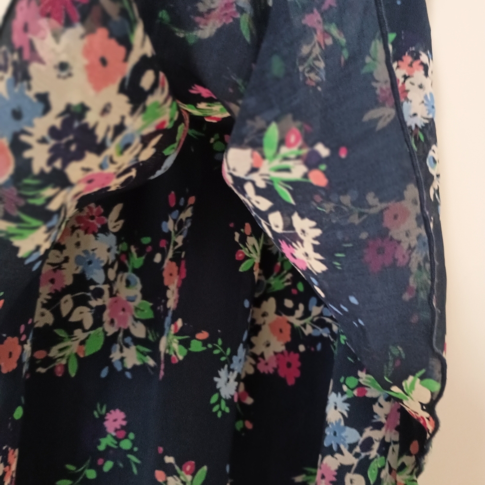 Express Sheer Dark Blue Floral Dress Flowy Soft Girl Whimsigoth Fairygoth Med. - Picture 8 of 16